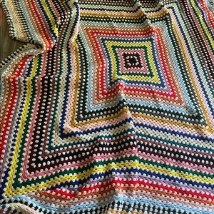 Handmade vintage King Size Crochet Granny Square A